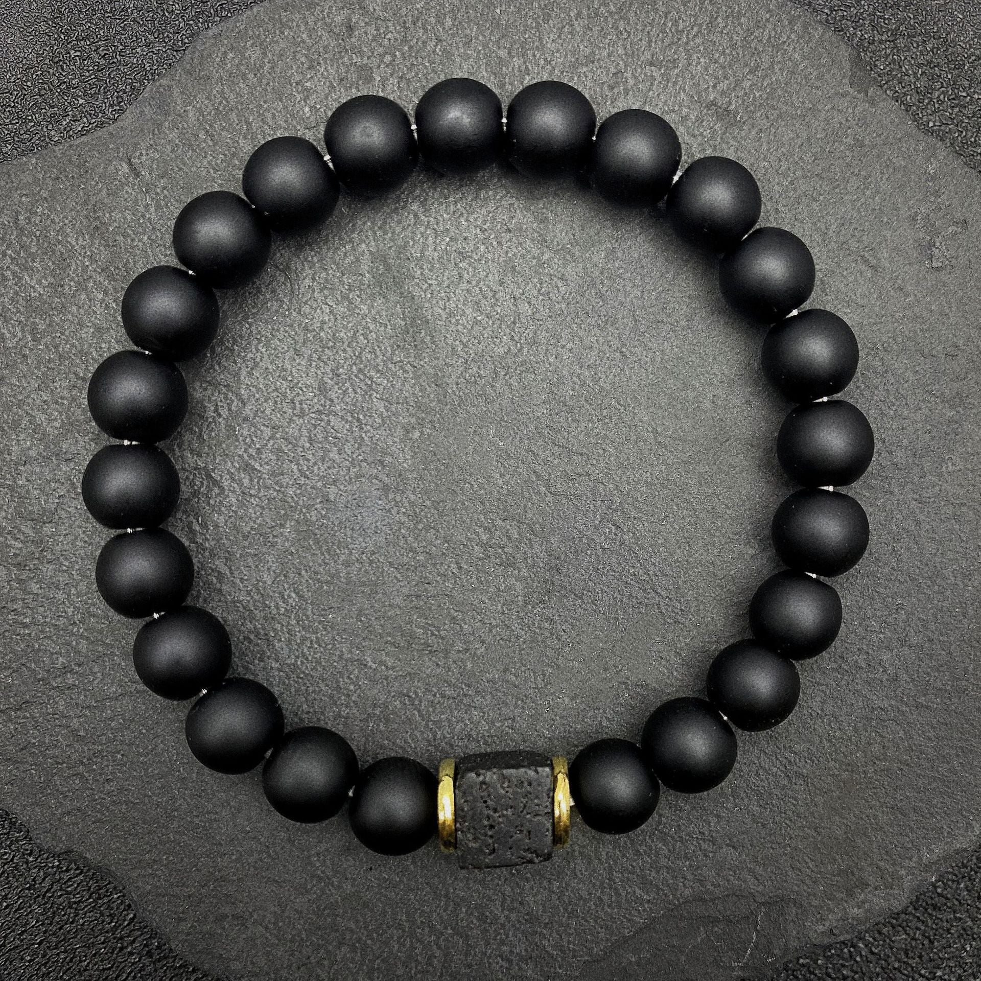 The Obsidian & Volcanic Stone Stack Bracelet